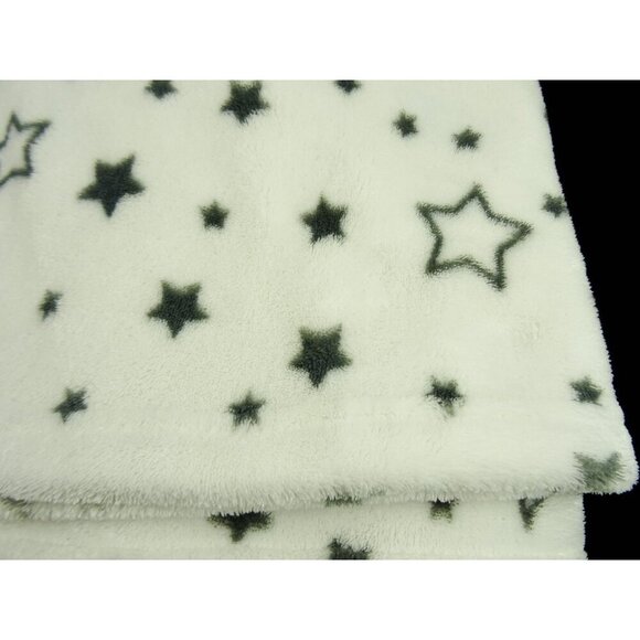 Little Linen Company Australia White Gray Star Fleece Blanket 30x40in - Picture 2 of 5